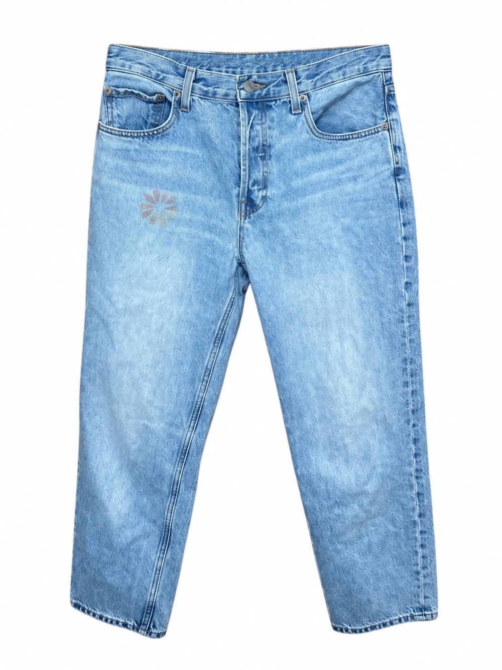 Everlane ’90s Cheeky Straight Leg Jeans 28 Ankle Light Wash Floral Detail